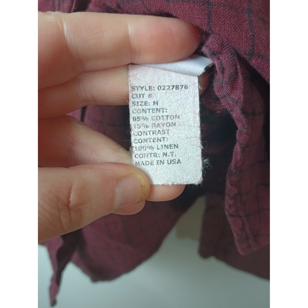 Cut Loose Womens Burgundy Lagenlook Mixed Media Linen Hem Top Size M 0227876 - Picture 5 of 6